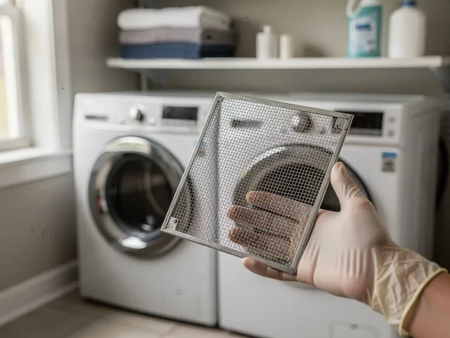 Lakeville Dryer Vent Cleaning specialist performing detailed lint trap cleaning service in Lakeville