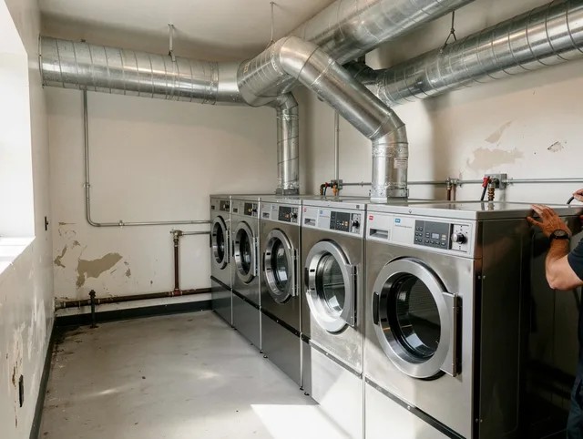 Lakeville Dryer Vent Cleaning team performing large-scale commercial dryer vent cleaning in Lakeville