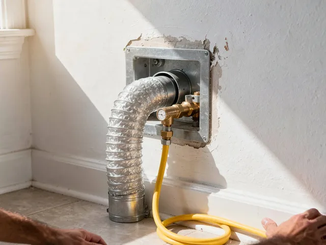 Lakeville Dryer Vent Cleaning certified technician performing specialized gas dryer vent cleaning in Lakeville
